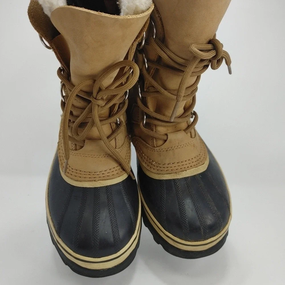 Sorel Caribou Lace Up‎ Boot Waterproof NL1005 Seam Sealed Felt Lined US 5 EU 36
